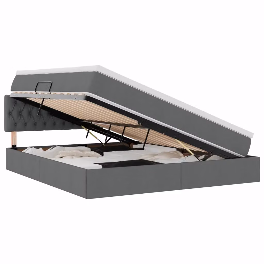 Letto con contenitore e materasso ibrido vidaXL, Grigio e Bianco, L 160 x P 200 cm – 2