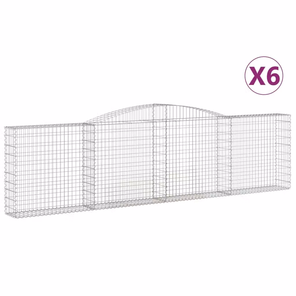 Cesti Gabbioni ad Arco 6 pz 400x30x100/120 cm Ferro Zincato