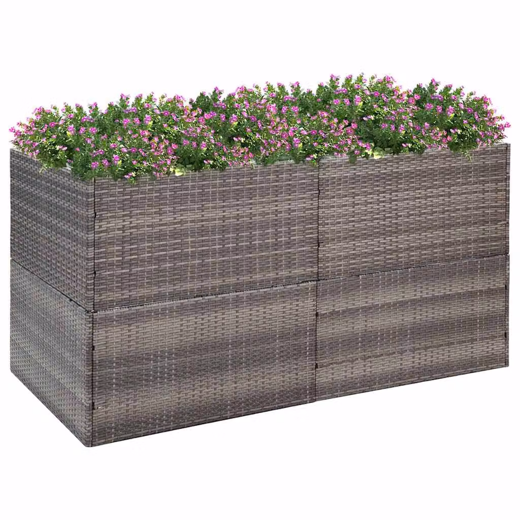 Fioriera da giardino vidaXL grigia in polyrattan con struttura in acciaio e rivestimento in poliestere L: 157 cm, P: 80 cm, H: 80 cm