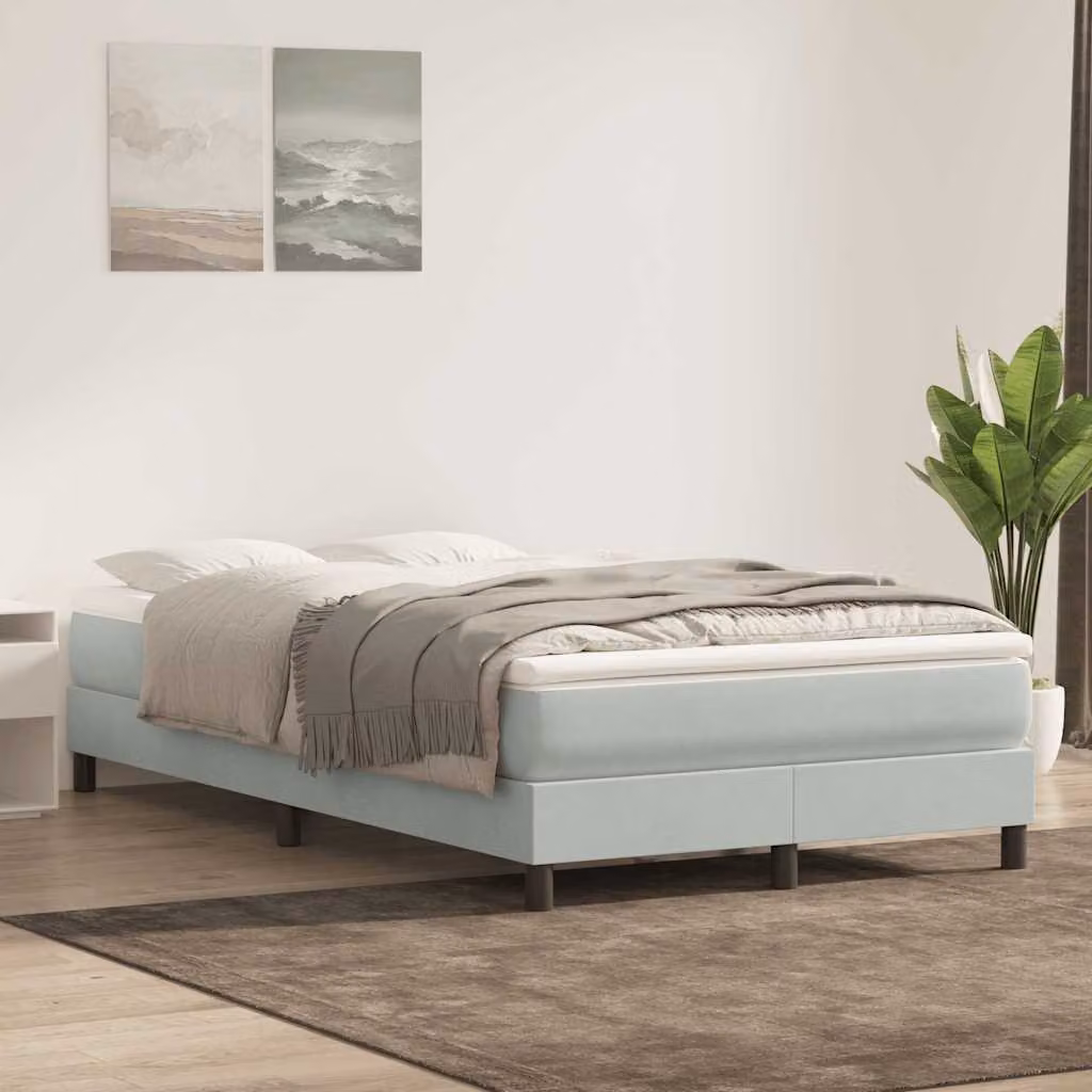 Letto a molle vidaXL in velluto grigio senza materasso L: 123 cm, P: 223 cm