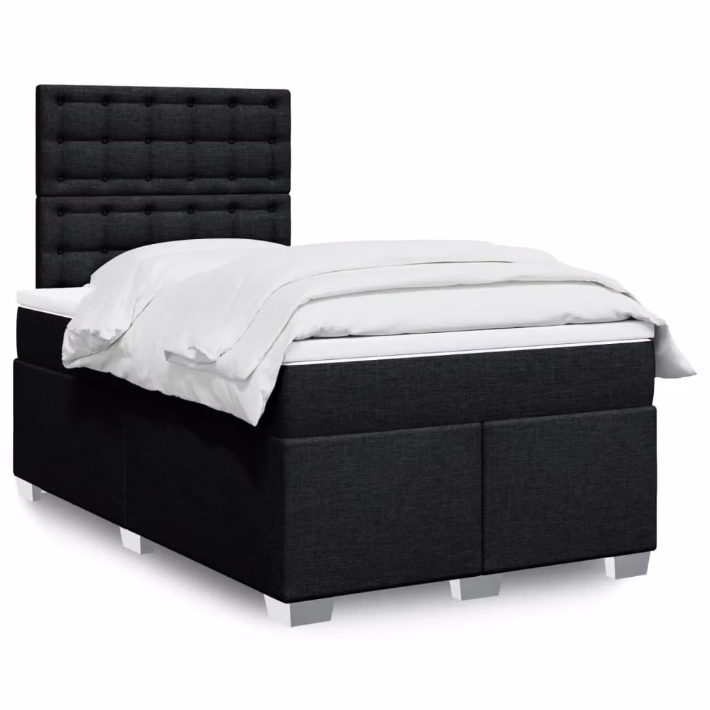 vidaXL Letto Ibrido con Materasso e Giroletto in Tessuto Nero e Bianco L/P/H: 120 x 200 x 150,5 cm – 1
