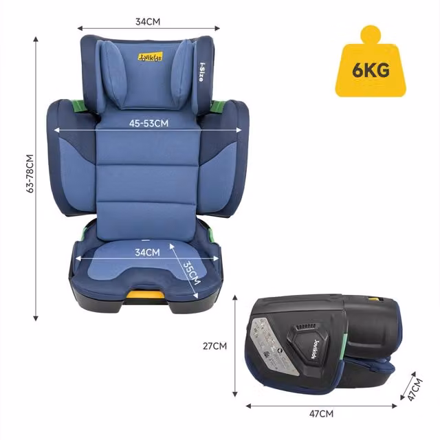 Jovikids Seggiolino Auto Pieghevole per Bambini con ISOFIX i-Size R129 100-150 cm Rialzo da Viaggio Verde