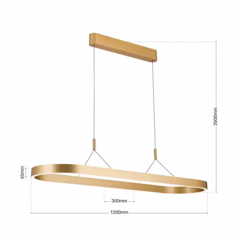 ORION Lampada LED a sospensione Carrara, oro opaco, regolabile in altezza, CCT dimmerabile, Ottone / Oro, Soggiorno / Sala da pranzo, Alluminio, Moderno