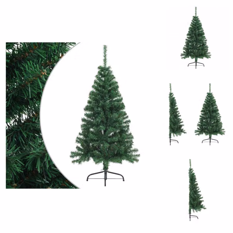 vidaXL Mezzo albero di Natale artificiale con supporto verde 150 cm PVC - Alberi di Natale