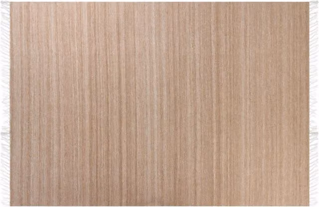 Tappeto in PET riciclato colore beige con frange 160 x 230 cm interno esterno