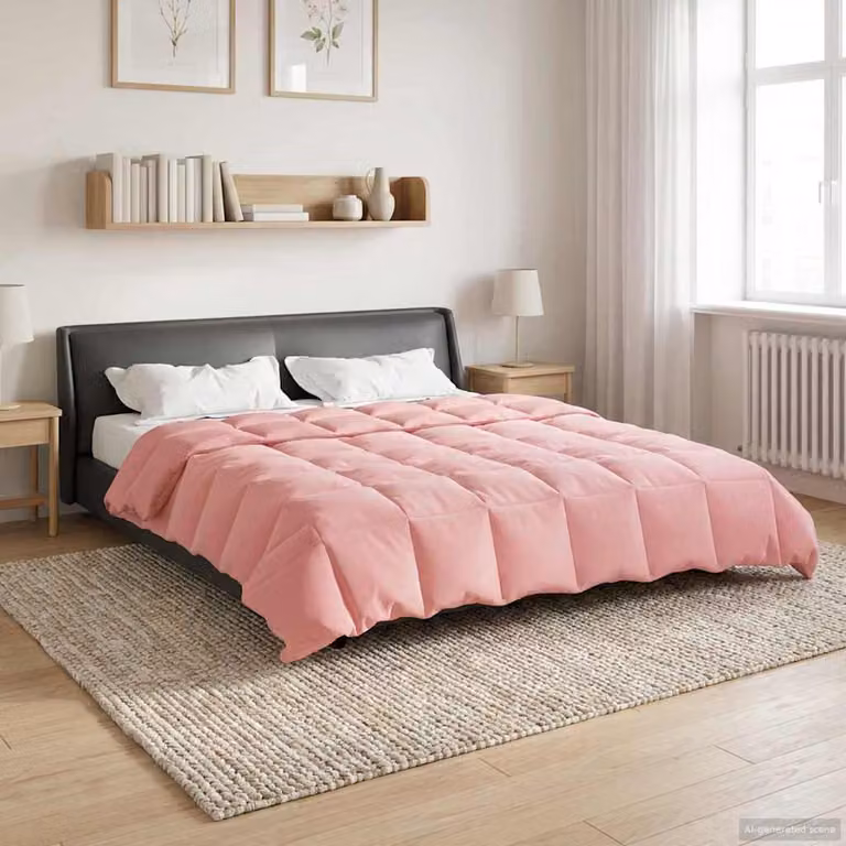 Piumino estivo reversibile vidaXL in microfibra traspirante, Rosa, L 240 x P 220 cm