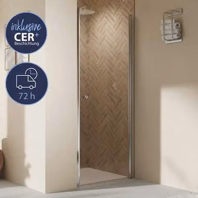 Porta doccia a nicchia con ante a battente ELANA 2.0 Express Q72, dimensioni 90 x 200 cm, profilo cromato, vetro trasparente con trattamento anti-sporco