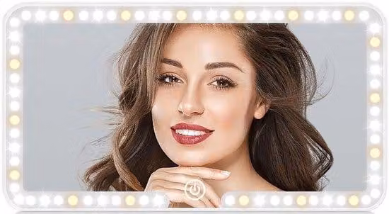 Specchio cosmetico da auto con luce LED, USB, bianco, resistente ai graffi