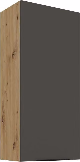 Mobile alto da cucina LUNARA - larghezza 50 cm, grafite / rovere artigianale