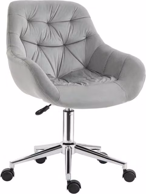 Sedia da ufficio girevole moderna in velluto grigio con altezza regolabile L: 59 cm, P: 58 cm, H: 80 cm
