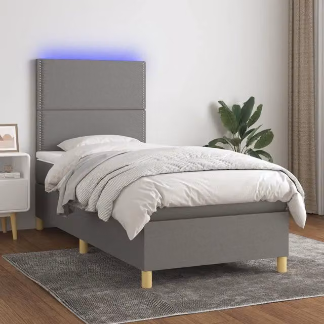 Letto Ibrido vidaXL con Materasso, Illuminazione LED e Porte USB, Grigio e Bianco, L/P/H: 203 x 100 x 128 cm – 1
