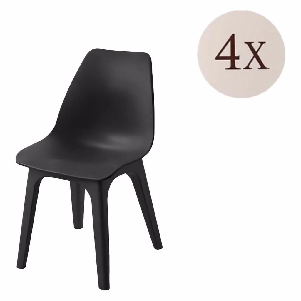 Set di 4 sedie da esterno DMORA in plastica nera antracite opaca per giardino e terrazzo – 2
