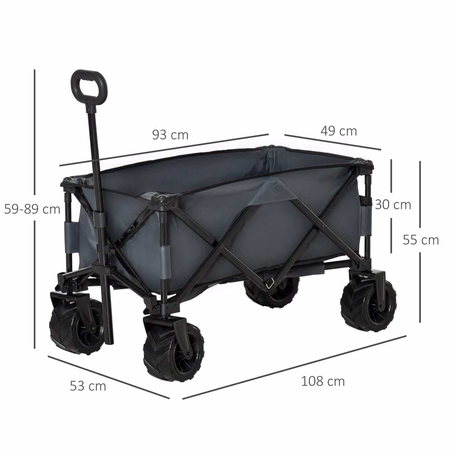 Carrello da giardinaggio pieghevole Outsunny con manico telescopico, grigio, L/P/H: 108 x 53 x 59-89 cm – 2