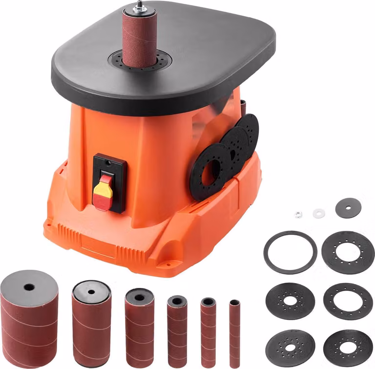 Levigatrice a mandrino oscillante - Levigatrice a mandrino - 2000 giri/min - 6 bussole di levigatura 12,7-76,2 mm - Corsa 16 mm - Tavolo in ghisa 39,7 x 29,5 cm - Per la lavorazione del legno e dei mobili