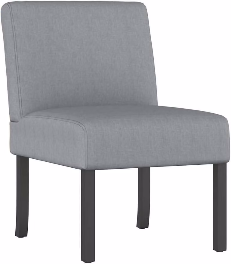 Poltrona imbottita grigio chiaro - Elegante poltrona moderna rivestita in tessuto con gambe in legno - Comoda poltrona per soggiorno, camera da letto e ufficio - Poltrona imbottita compatta, dimensioni 48 x 64 x 72 cm
