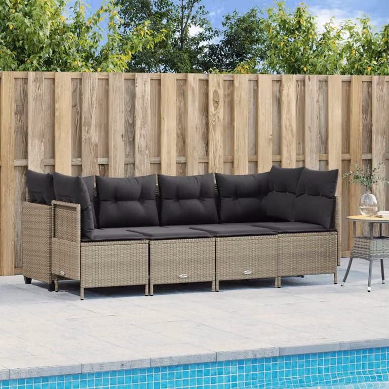 vidaXL Set Divano da Giardino a L con Cuscini Grigio Moderno in Polyrattan e Acciaio