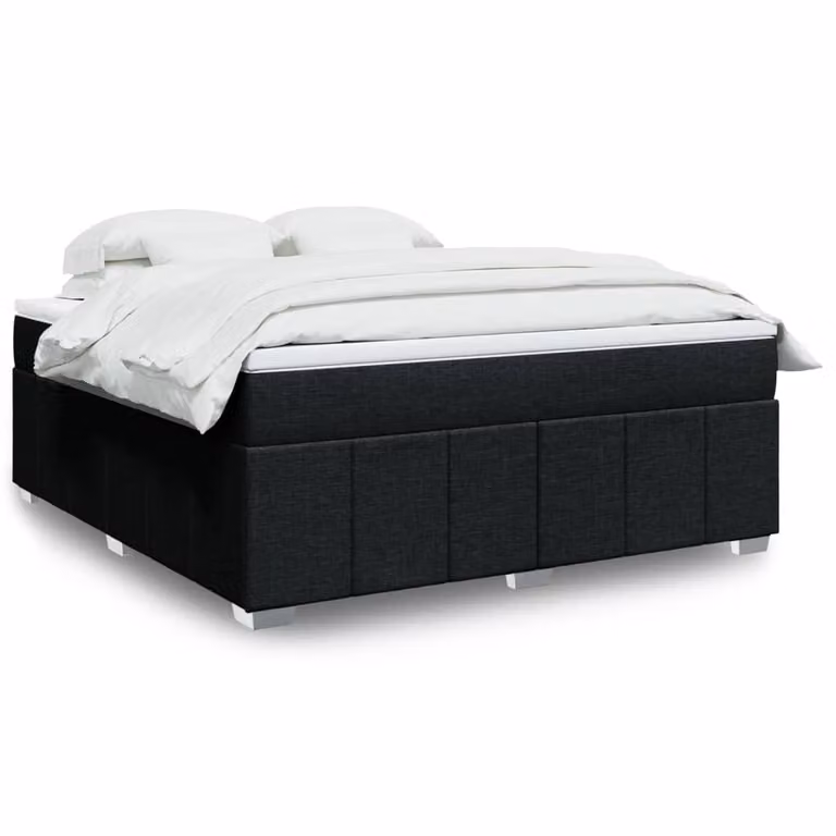 vidaXL Giroletto a Molle con Materasso Ibrido in Tessuto Nero L: 180 cm, P: 200 cm