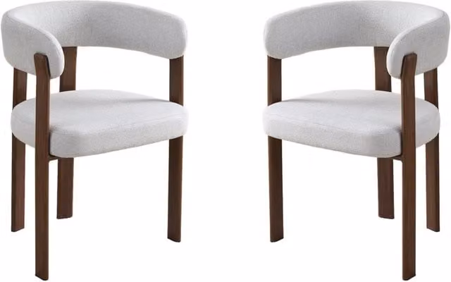 Set di 2 sedie da pranzo Opale con braccioli Habitat in stile scandinavo, Grigio chiaro e Marrone - L: 49 cm, P: 56 cm, H: 79 cm
