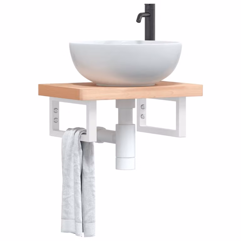 Set di 2 mensole rettangolari per lavabo vidaXL in acciaio inossidabile bianche L 30,0 cm x P 30,0 cm x H 15,0 cm