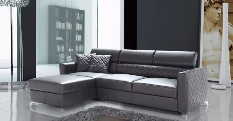 Eсksofa Bettfunktion L-Form Couch Design Polster 100% Italienisches Leder