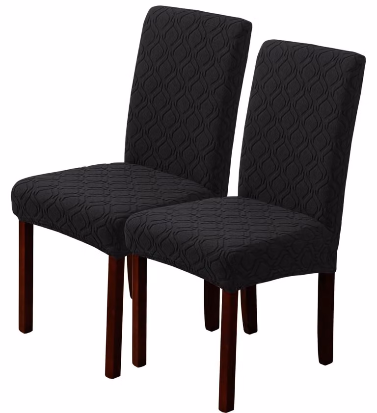 Set di 2 copri-sedia da pranzo elasticizzati - Lavabili, neri