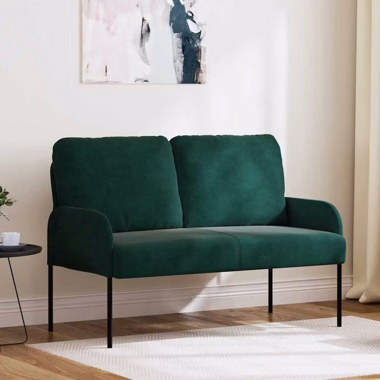 Divano moderno vidaXL in velluto verde con cuscini per il tuo soggiorno L: 115 cm, P: 80 cm, H: 56 cm