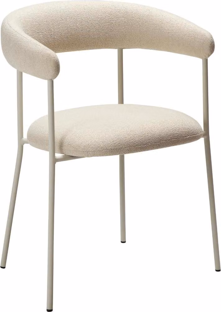 (Set di 2) Sedia da pranzo Plenti Dan-Form con braccioli Bouclé bianco.