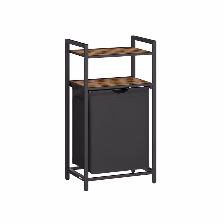 Cesto Portabiancheria, Marrone Vintage + Nero / 65L