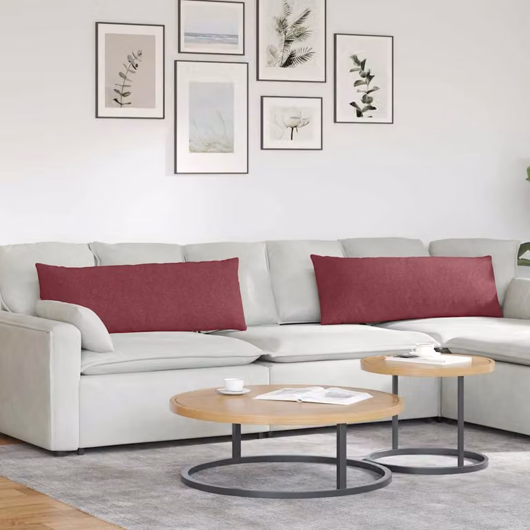 Set di 2 cuscini da divano vidaXL in tessuto rosso, forma rettangolare, L 120 cm x P 40 cm x H 40 cm
