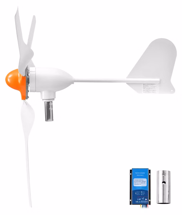 SucceBuy, turbina eolica orizzontale da 1000W a 12V con regolatore ibrido per sistemi eolici e solari, 3 pale, corrente alternata trifase, protezione IP67, protezione da sovraccarico, regolatore MPPT e PWM, ideale per impianti domestici e sistemi isolati