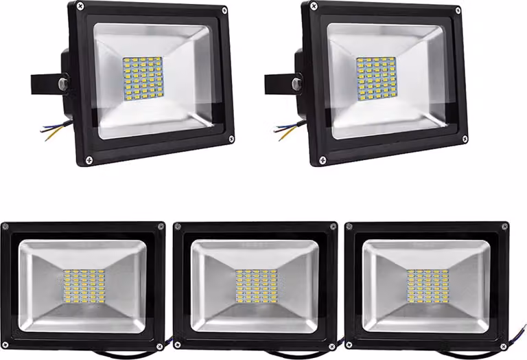 5 pezzi 30W SMD LED faretti proiettori, Greenmigo IP65 proiettori fari da cantiere faretti bianchi caldi faretti da esterno 85-265V AC