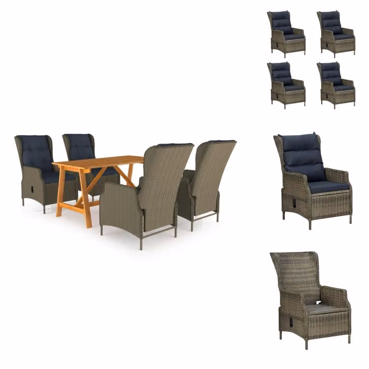 vidaXL Set da pranzo da giardino 5 pezzi marrone - Set di mobili da giardino