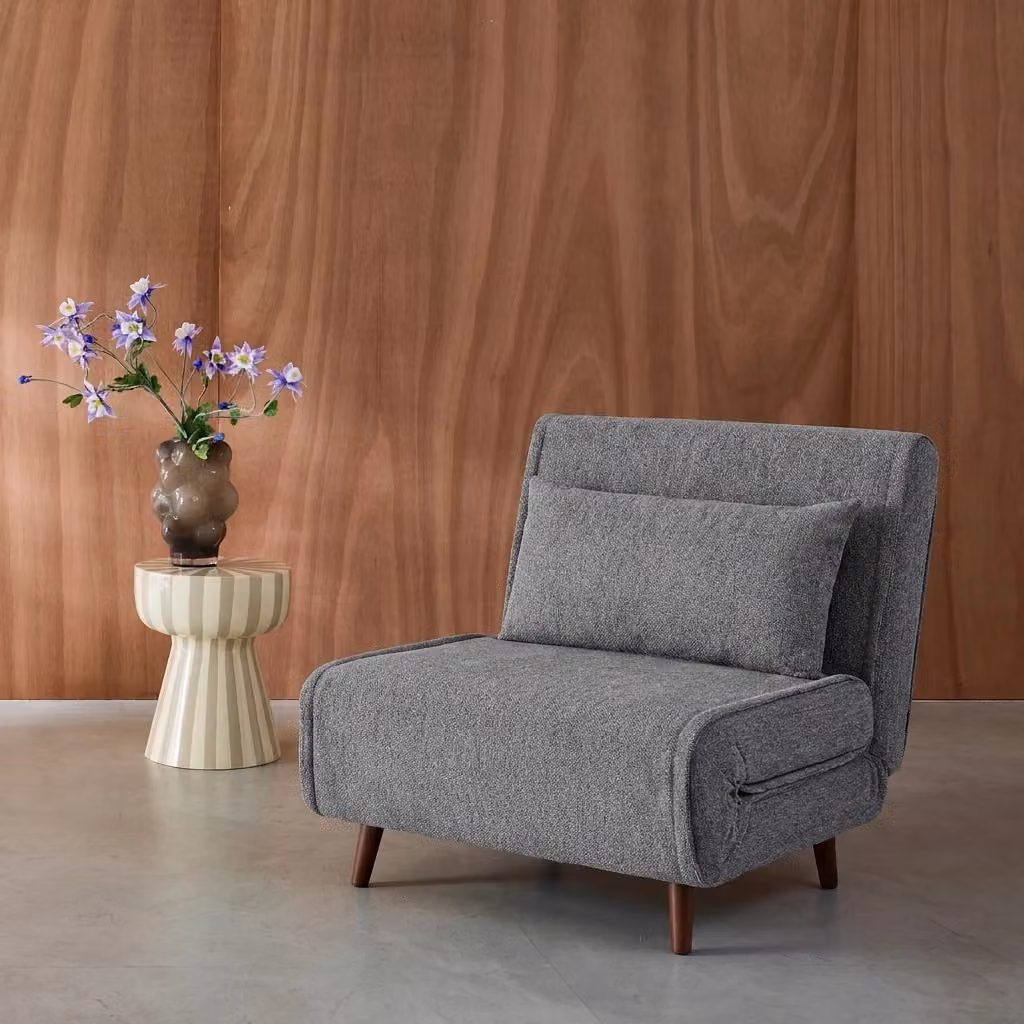 Poltrona letto convertibile Sweeek in tessuto grigio con struttura in legno di pino – 2