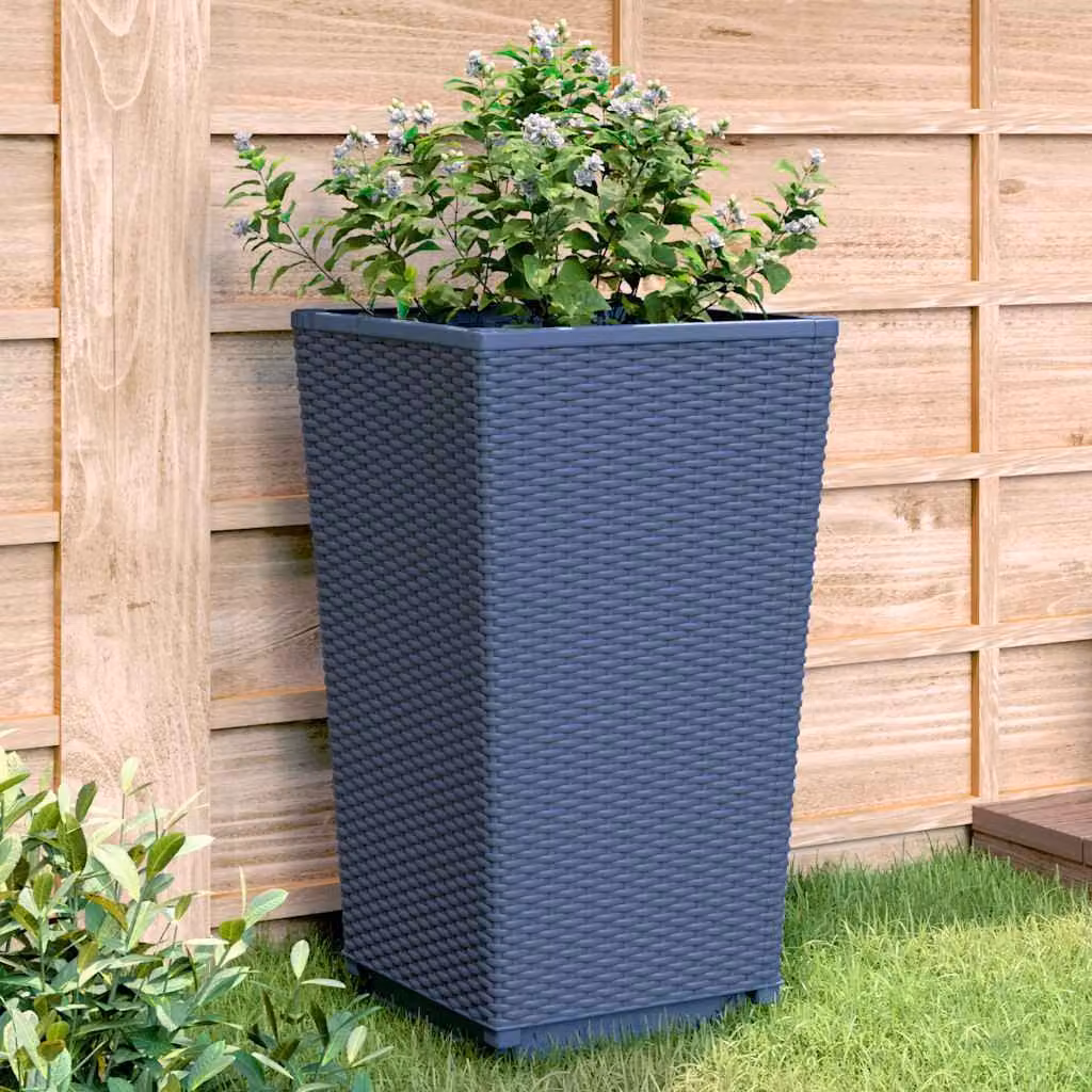Set di 4 fioriere da giardino vidaXL in plastica, Grigio e Blu, L/P/H: 32,5 x 32,5 x 57 cm