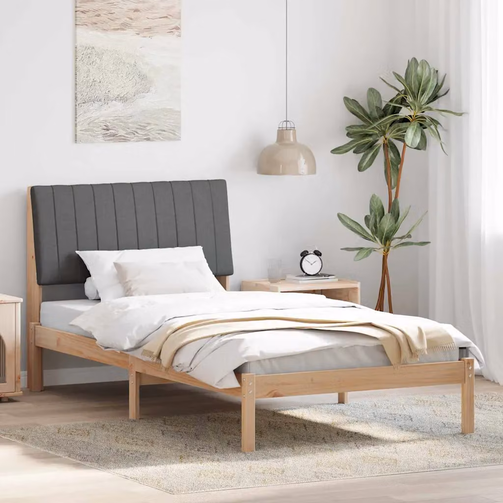 Struttura del letto moderna vidaXL in pino massello marrone 100 x 200 cm – 1