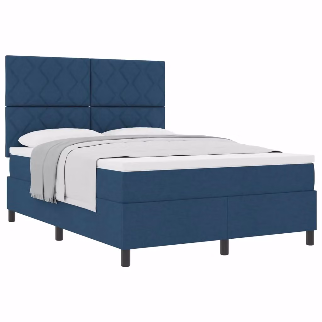 Letto a molle con testiera blu vidaXL L/P: 140 x 200 cm – 2
