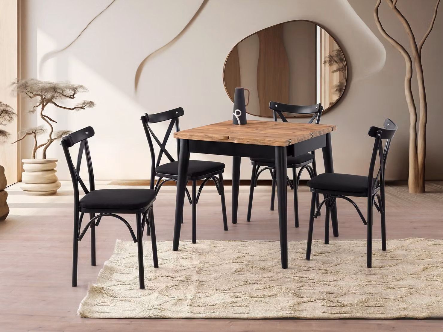 Skye Decor, Totem - 3043, tavolo da pranzo, pino atlantico, 100% pannelli truciolari rivestiti in melamina, 80 x 75 x 80 cm