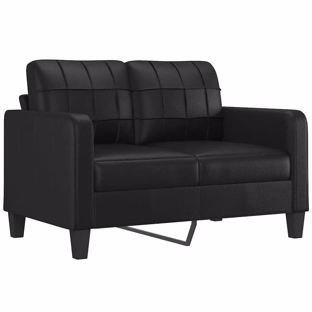 Divano a 2 posti moderno vidaXL in similpelle nero con struttura in metallo per il tuo soggiorno L: 138 cm, P: 80 cm, H: 77 cm – 2