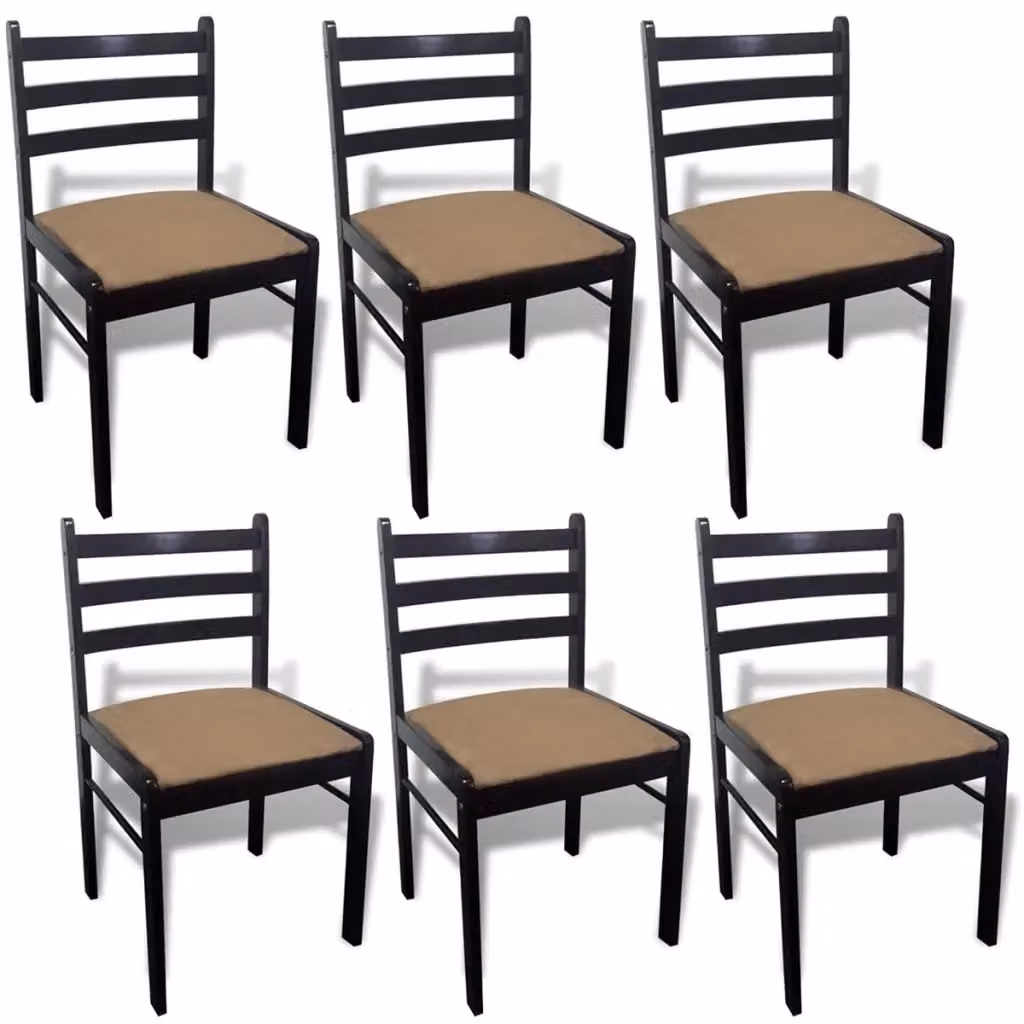 Set di 6 sedie da pranzo vidaXL in legno massello e velluto marrone – 2