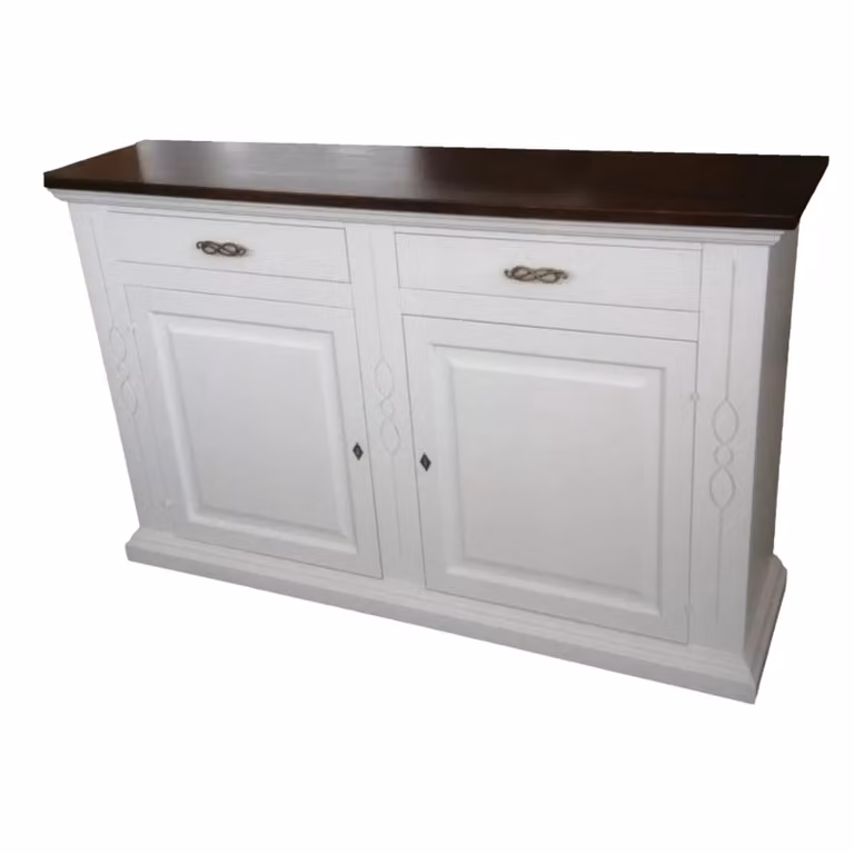 Credenzone shabby chic con 2 ante e 2 cassetti bianco e noce Mobili 2G