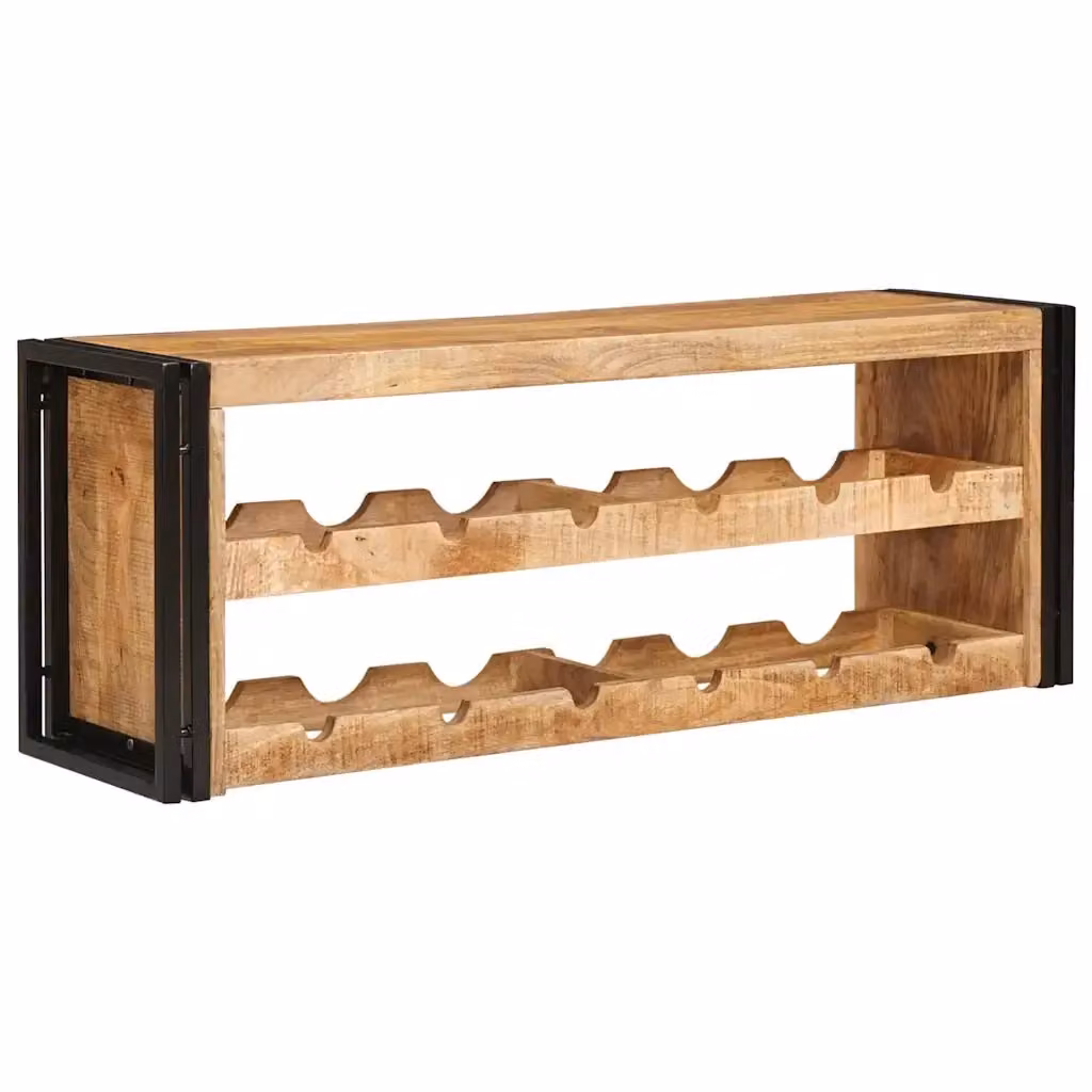 Portabottiglie in legno di mango e metallo vidaXL stile industriale marrone L: 120 cm, P: 45 cm, H: 33 cm – 2