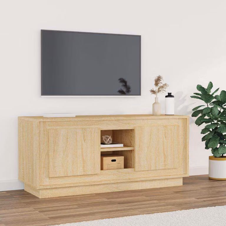 Mobile Porta TV Rovere Sonoma vidaXL in Legno Multistrato e MDF, L/P/H: 102 x 35 x 45 cm