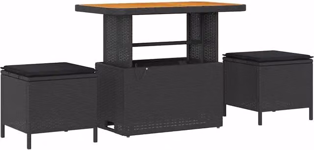 Set da Pranzo per Giardino | Set Salotto da Giardino Nero polyrattan