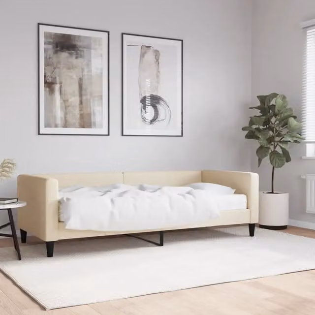 Divano Letto Moderno vidaXL in Tessuto Beige con Materasso in Schiuma L/P/H: 223 x 80 x 68 cm – 1