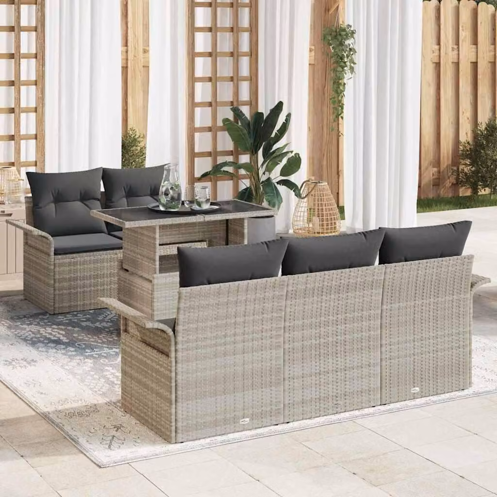 Maison Exclusive - Set Divano da Giardino 6 pcs Grigio chiaro polyrattan