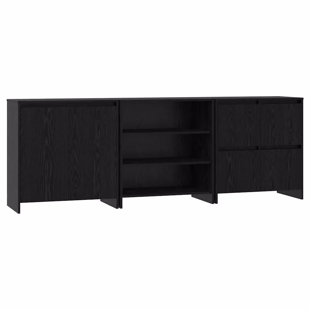 Credenza moderna vidaXL in 3 pezzi Rovere Nero, L 70 cm x P 41 cm x H 75 cm – 2
