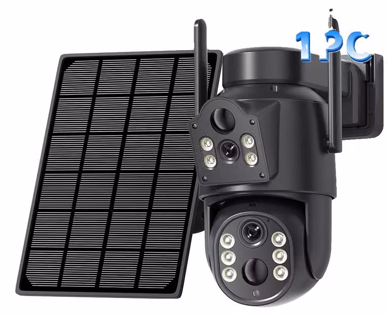 Telecamera di sicurezza, 1080p, Wi-Fi, alimentata a energia solare, fotocamera nera da 8 megapixel