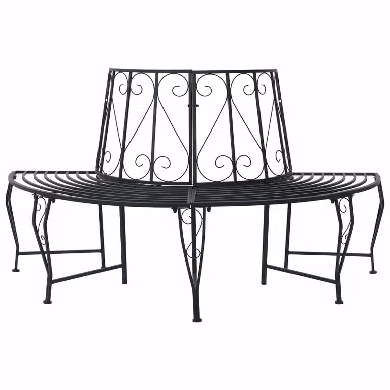 Panchina da giardino vidaXL per 4 persone in acciaio nero L: 160 cm, P: 80 cm, H: 89 cm