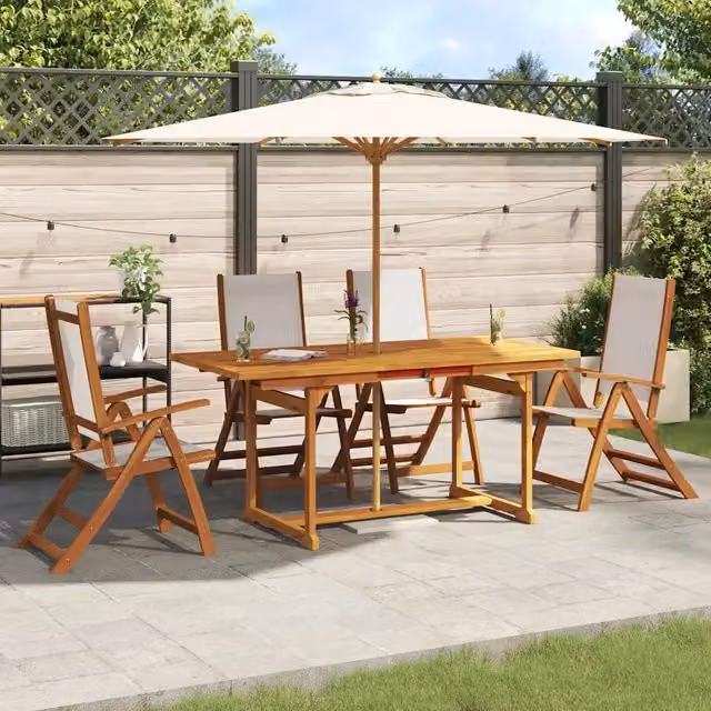 Set Pranzo da Giardino 5pz Legno Massello di Acacia e Textilene 3279296