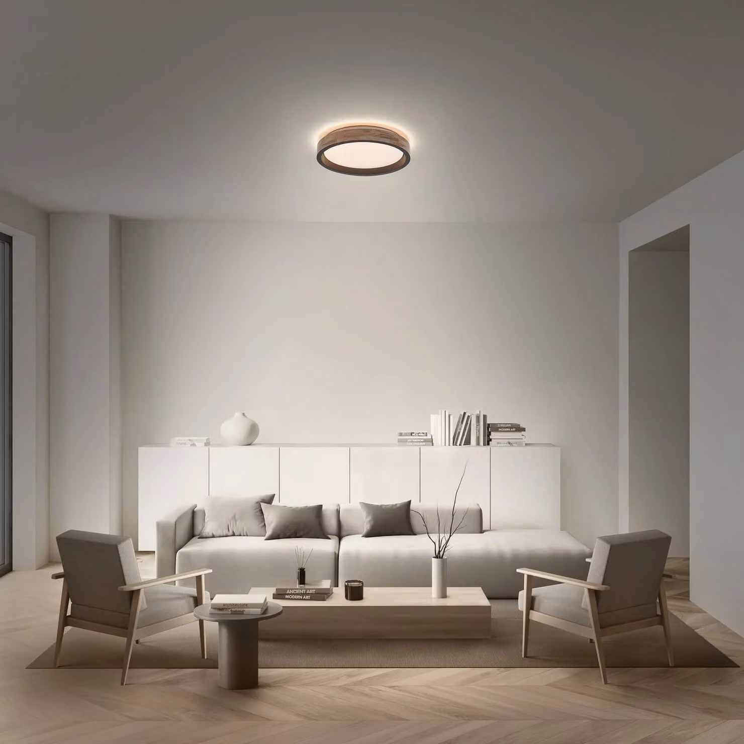 OSRAM Plafoniera soffitto ORBIS MARIANO, dimmerabile, Legno chiaro, Soggiorno / Sala da pranzo, Metallo, Moderno, Plafoniera